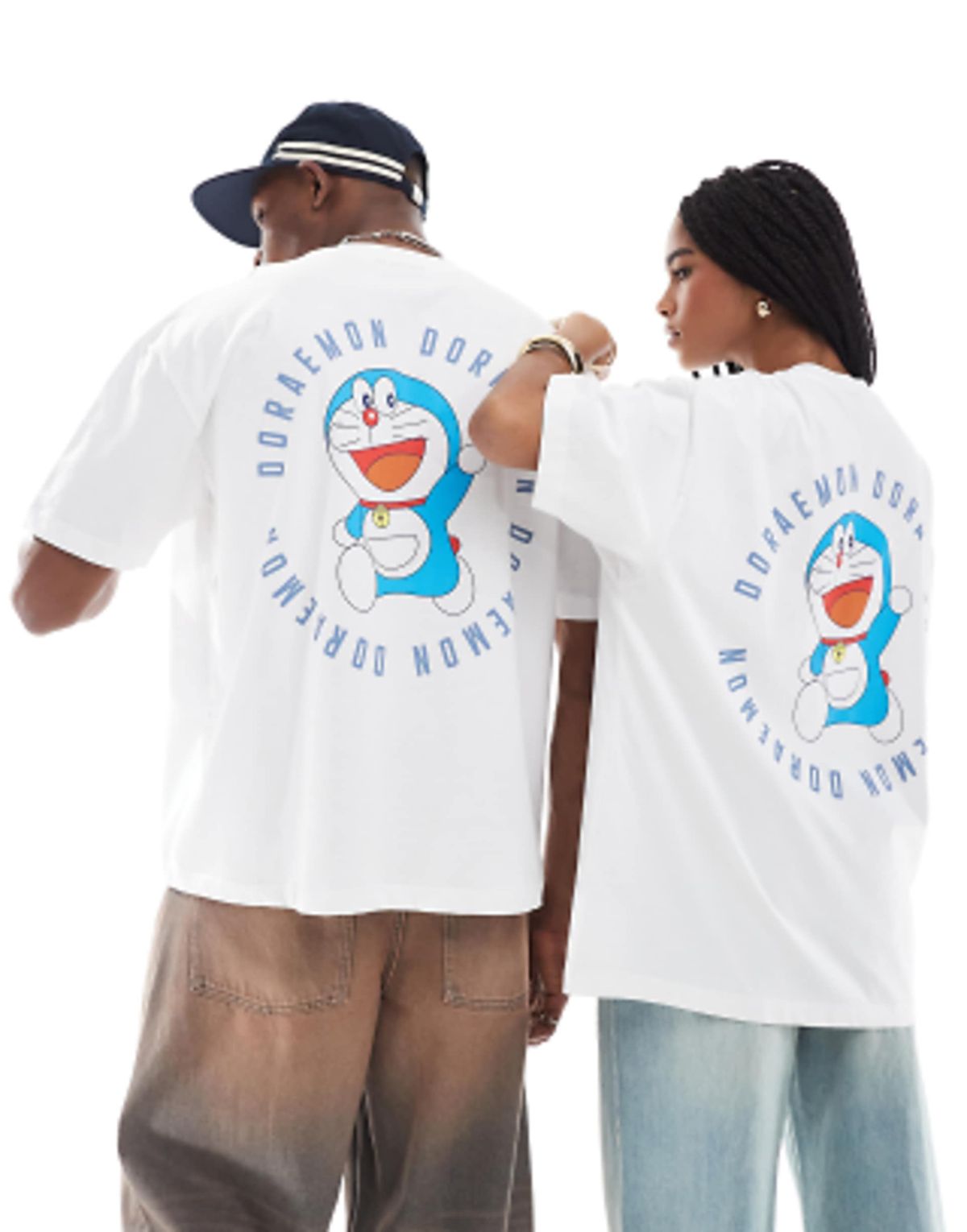 Vasthr x Cartoon Doraemon Back Print Oversized T-Shirt - White