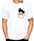 Vasthr x Cartoon Goku "Peek-A-Boo" Pocket Graphic Platinum T-Shirt - White