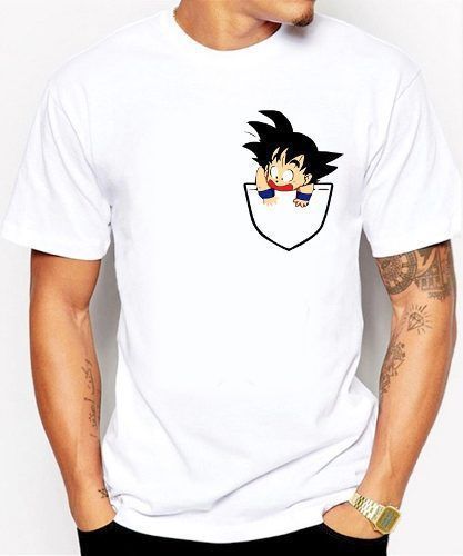 Vasthr x Cartoon Goku "Peek-A-Boo" Pocket Graphic T-Shirt - White