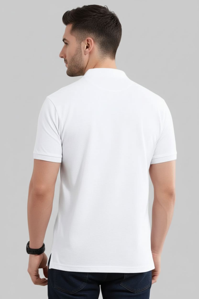 Classic White Polo T-Shirt – Premium Cotton Pique Edition - Vasthr
