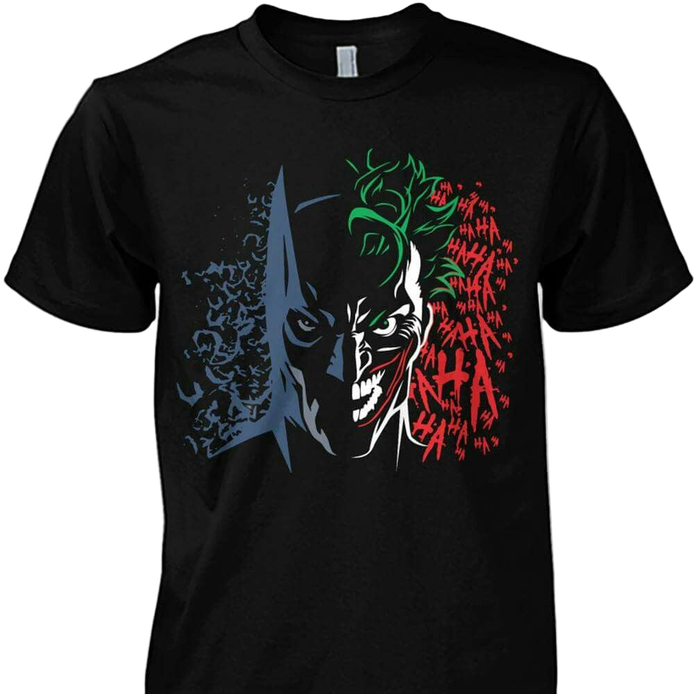 Vasthr x DC Batman & Joker Split Face Graphic Platinum T-Shirt