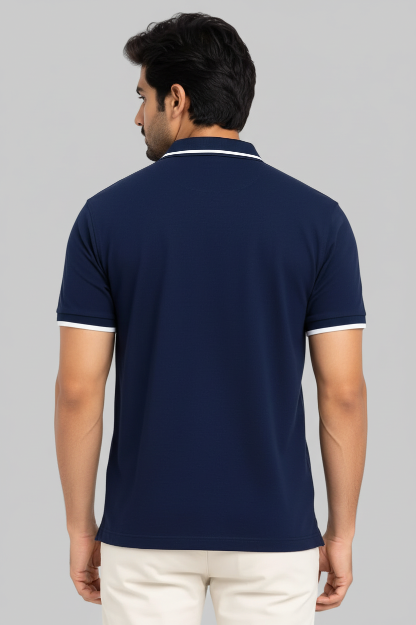 SIGNATURE EDGE Artist Tipping Polo T-Shirt - Navy Blue - Vasthr