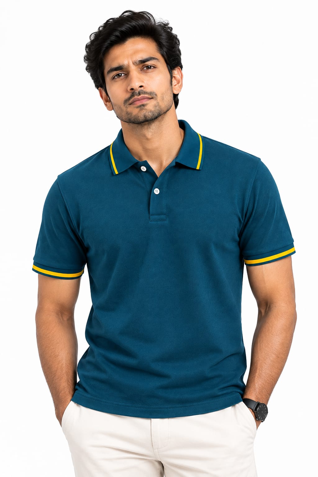 SIGNATURE EDGE Artist Tipping Polo T-Shirt – Teal Blue - Vasthr