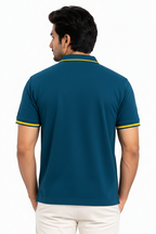 SIGNATURE EDGE Artist Tipping Polo T-Shirt – Teal Blue - Vasthr