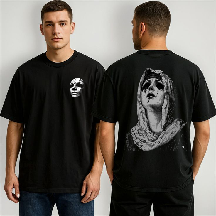 Crying Statue Oversized Black Unisex T-Shirt | Premium Streetwear Edition by Vasthr