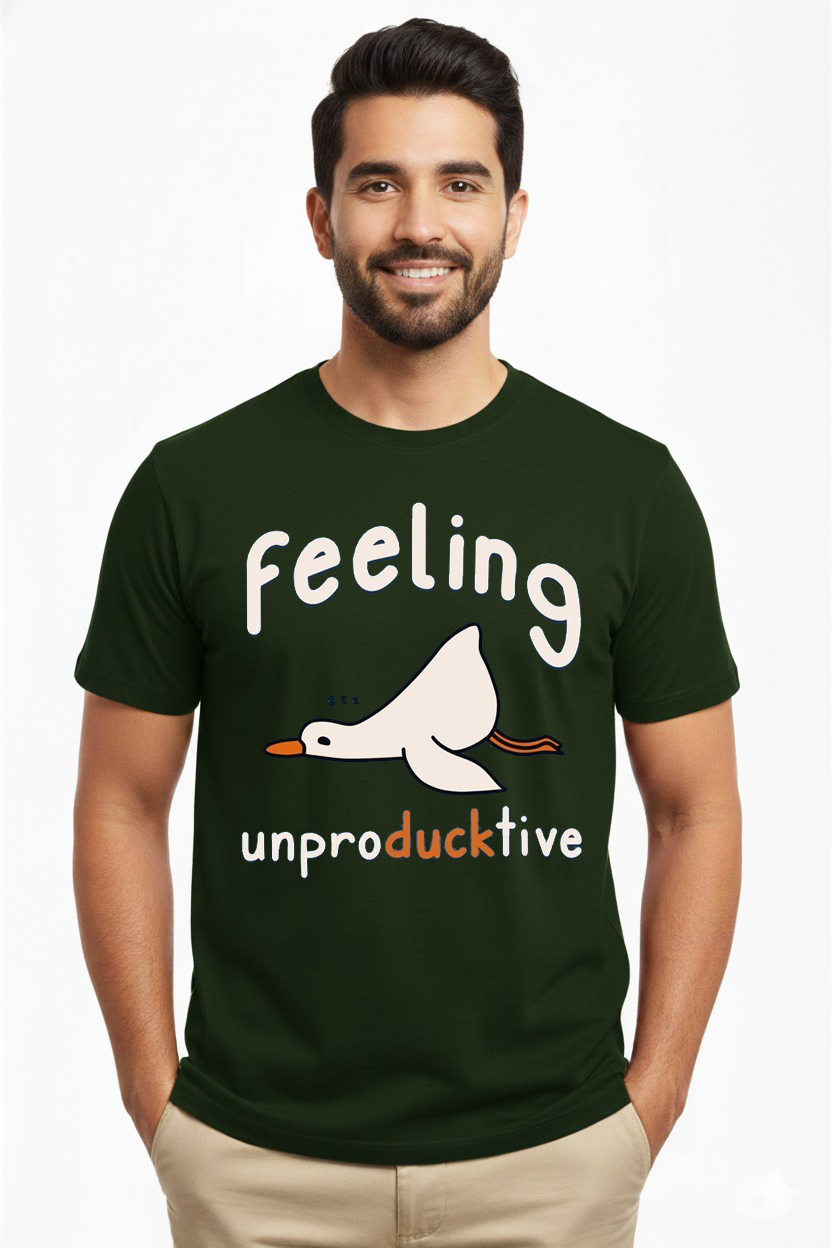 Feeling Unproductive Graphic T-Shirt for Men – Funny Duck Print Tee | Vasthr