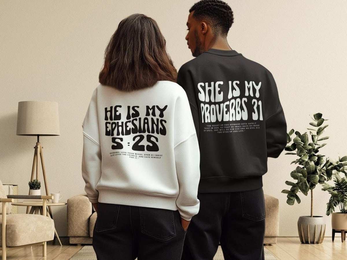 He is My Ephesians & She is My Proverbs Couple Hoodies | Vasthr Exclusive