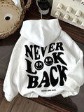 Never Look Back Oversized White Hoodie | Vasthr Streetwear
