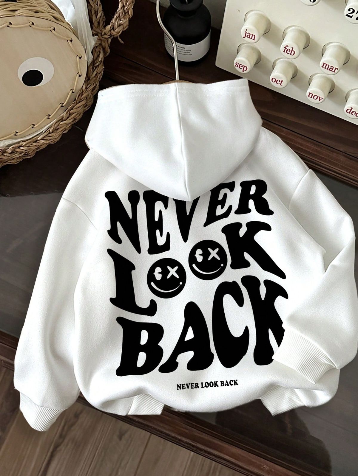 Never Look Back Oversized White Hoodie | Vasthr Streetwear