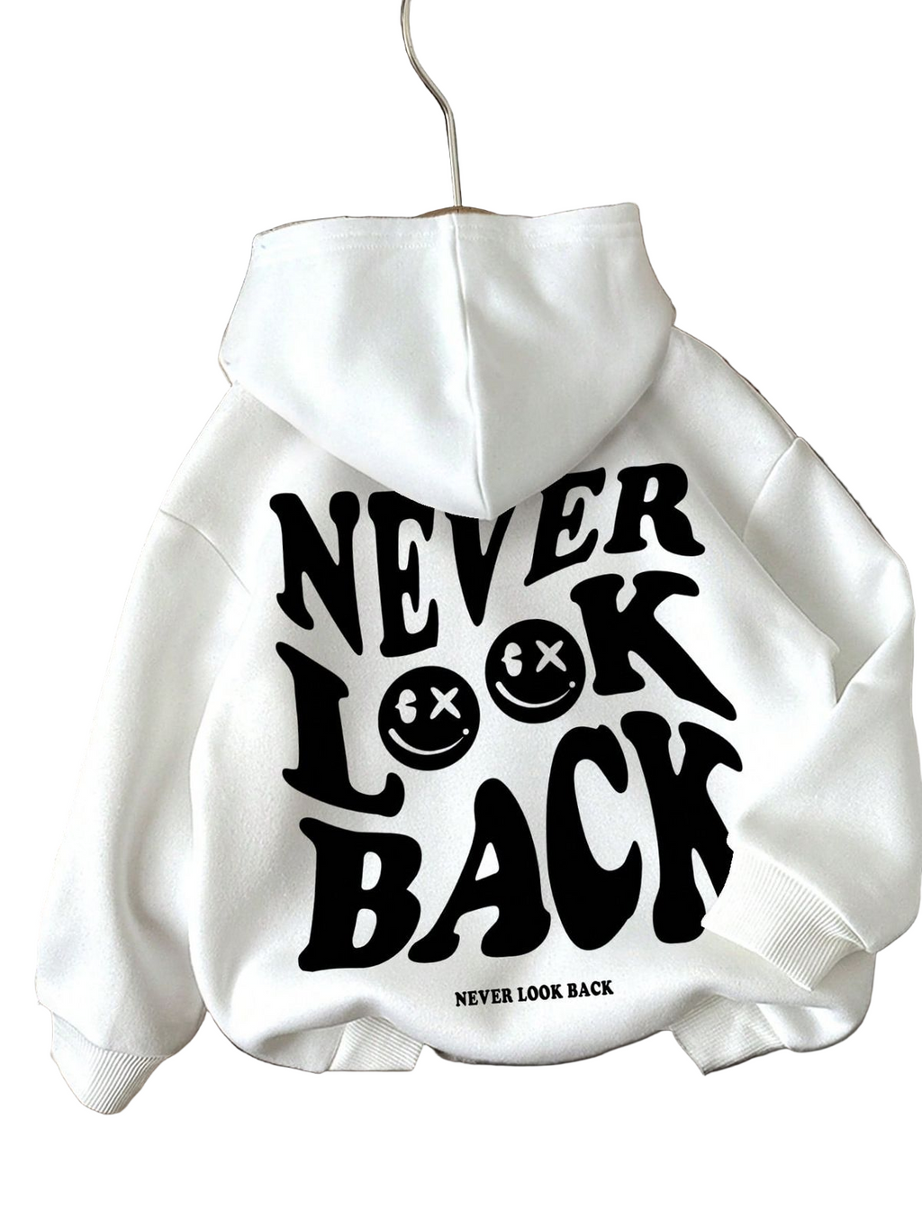 Never Look Back Oversized White Hoodie | Vasthr Streetwear