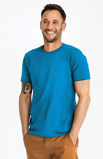 Vasthr The Essential Crewneck Tee - Ocean Blue