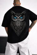 Night Guardian Oversized T-Shirt – Owl Edition – Black by Vasthr