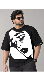 ICONIC FACE Graphic Oversized T-Shirt - Black - Vasthr