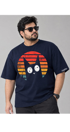 Cosmic Sunset Graphic Oversized T-Shirt - Navy Blue - Vasthr