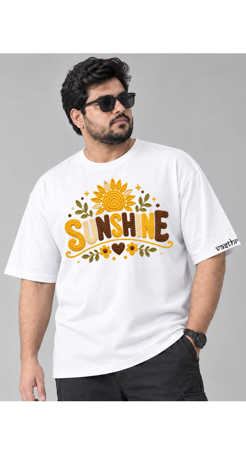 SUNSHINE Graphic Oversized T-Shirt - White - Vasthr