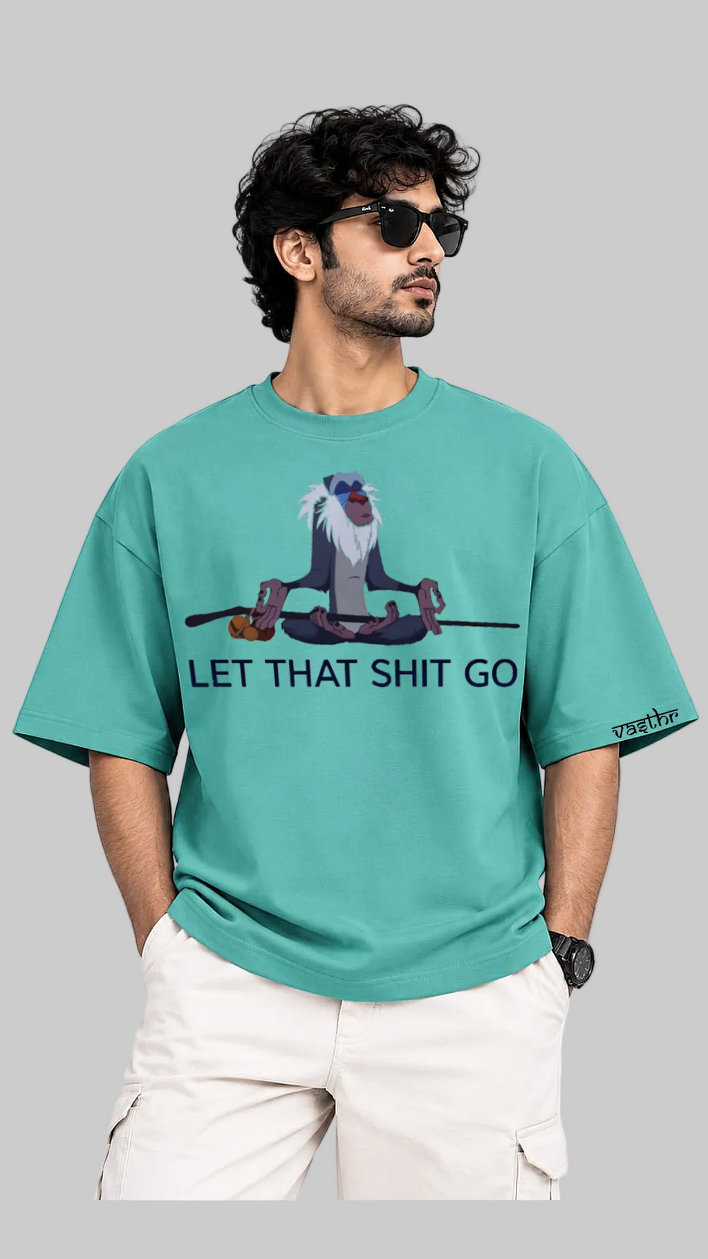 LET THAT SHIT GO Oversized T-Shirt - Lagoon blue - Vasthr