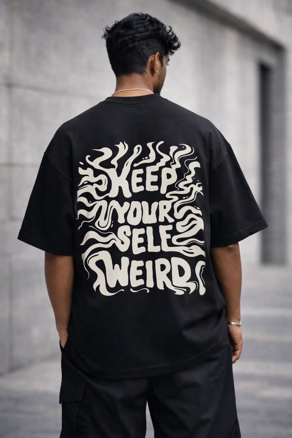 Keep Your Self Weird Oversized T-Shirt – Bold Typography Edition by Vasthr