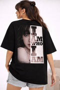 “I AM WHO I AM” Oversized Graphic T-Shirt – Black by Vasthr